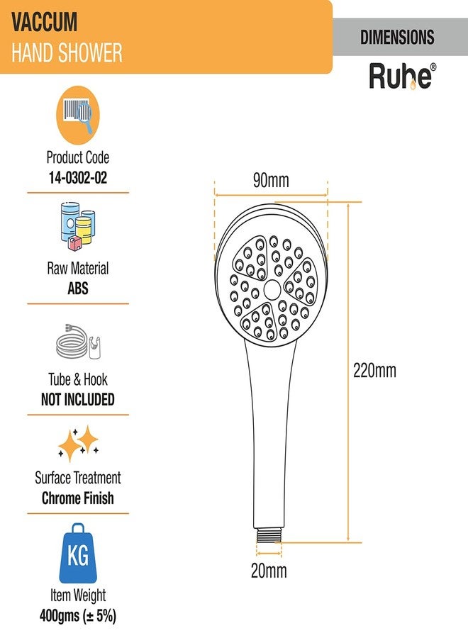 Ruhe Vaccum ABS Multi Flow Hand Shower Only | Hand Shower for Bathroom, Handheld Shower for Bathroom, Chrome Finish - Image 2